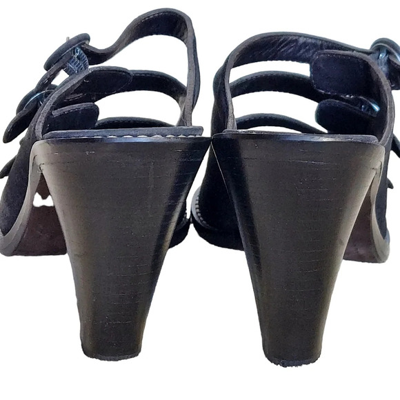 Donald J Pliner Black Suede Strappy Buckled Heeled Sandals‎ Mules - Picture 8 of 15